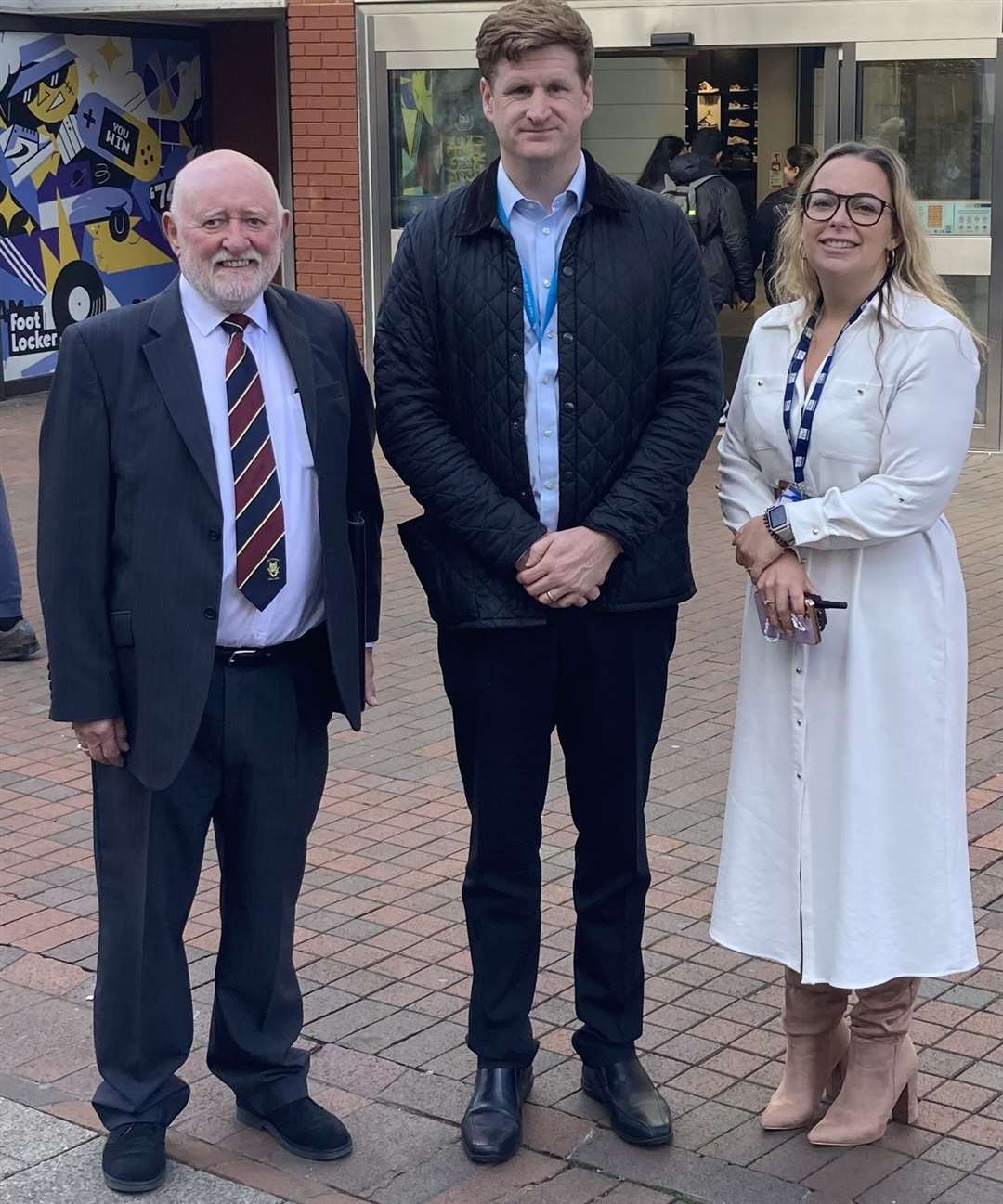 From left: Safer Medway Partnership manager John Brice, Kent Crime Commissioner Matthew Scott and Pentagon Centre manager Charlene Malone who is also chairman of Chatham Town Centre Forum