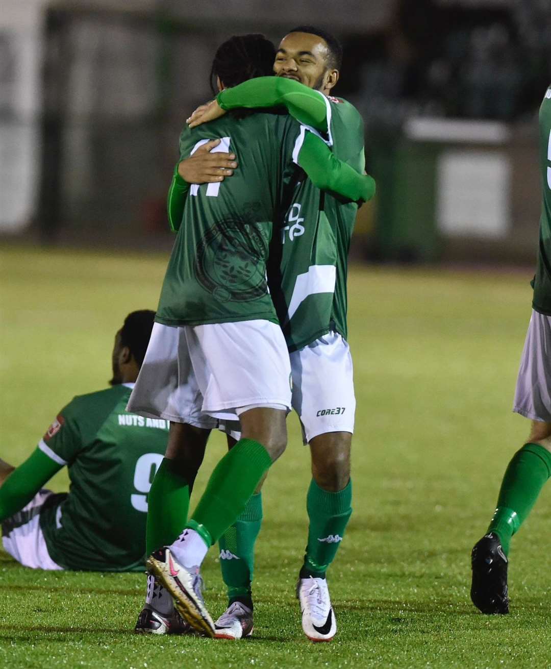 Ashford celebrate Vance Bola's goal against Burgess Hill. Picture: Ian Scammell