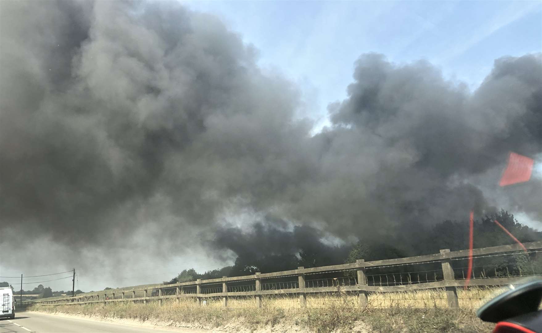 Plumes of smoke were seen coming from a waste centre near Longfield. Picture: Liam Pamflett (40248974)
