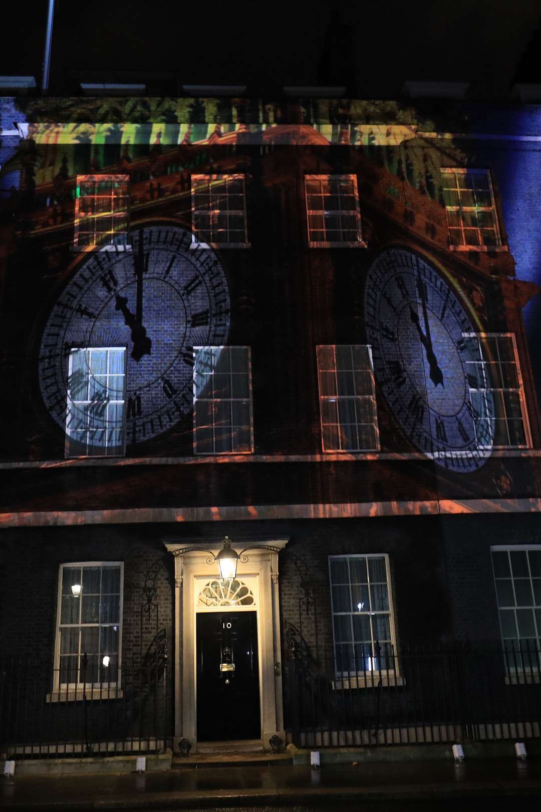 An image of Big Ben projected onto 10 Downing Street, marking the moment the UK left the European Union (Aaron Chown/PA)