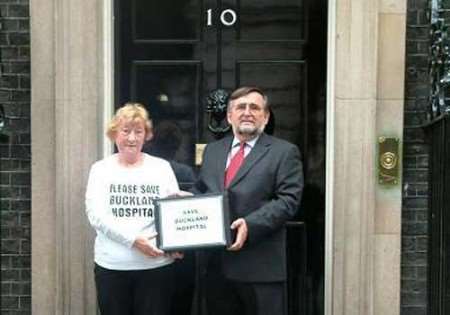 Pauline Major and MP Gwyn Prosser deliver the petition