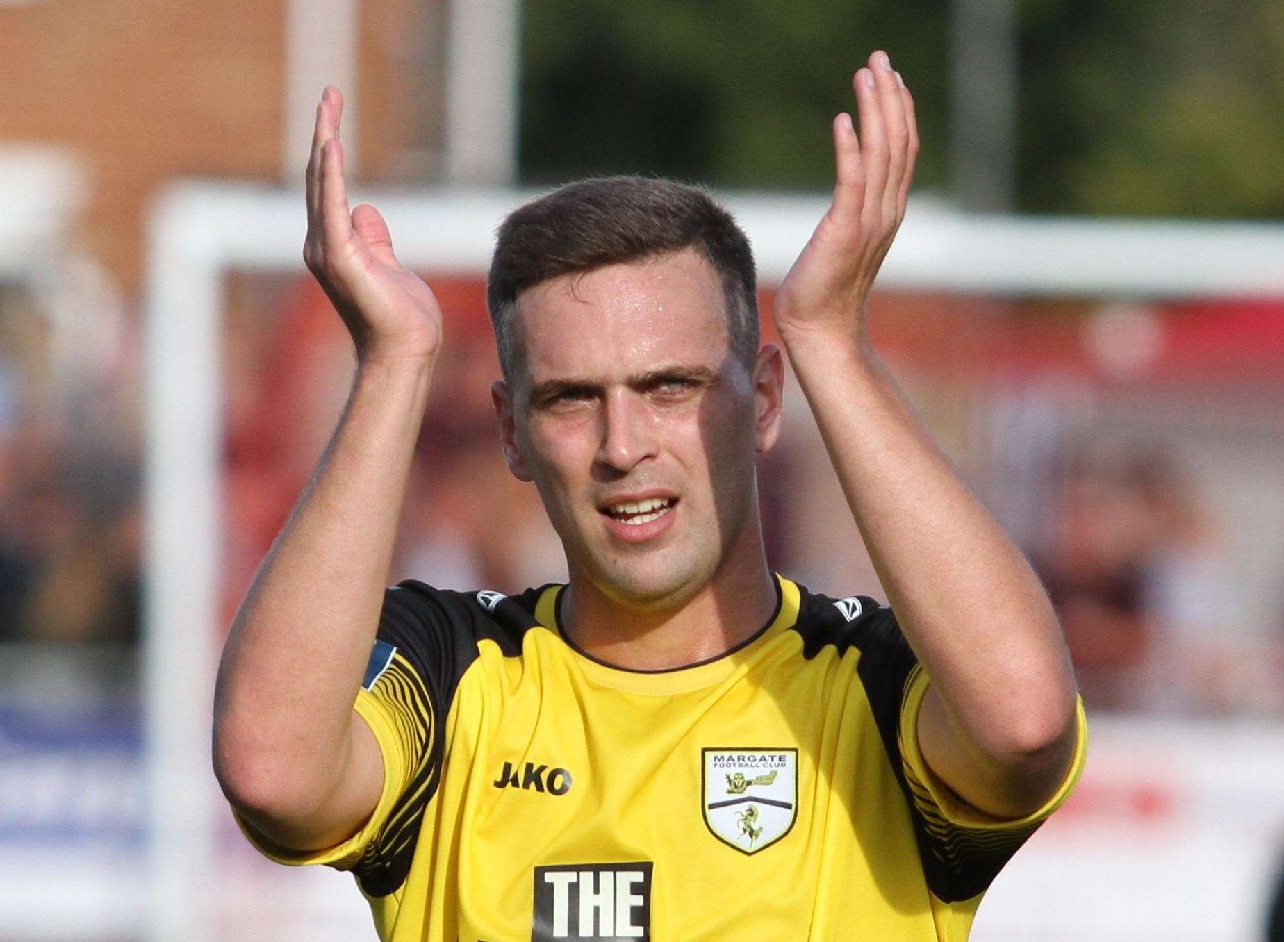 Striker Joe Taylor, pictured in 2018, scored for Lewes on a Hartsdown Park return. Picture: Don Walker