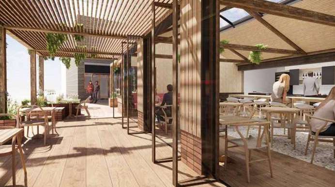 An existing warehouse will be converted as part of the scheme. Picture: Hollaway Studios