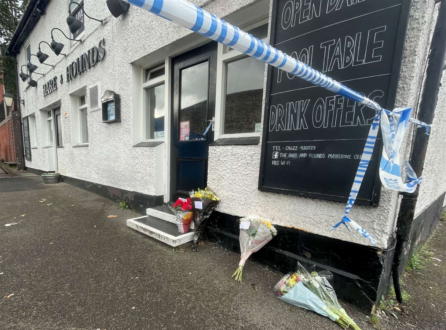 Tributes were left outside the pub after Matthew Bryant was killed