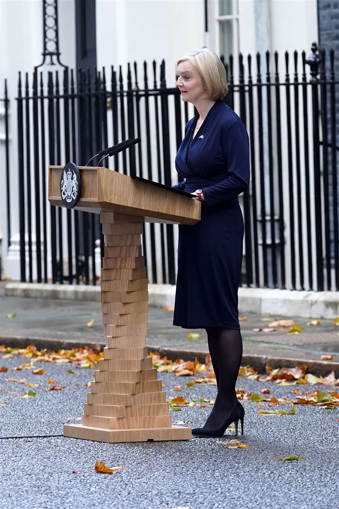 Liz Truss makes a resignation statement outside 10 Downing Street (Stefan Rousseau/PA)