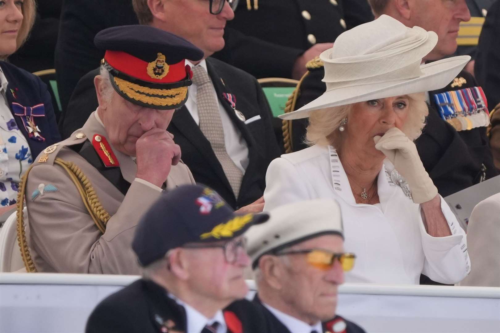 The King and Queen were emotional during the UK national commemorative event (Gareth Fuller/PA)