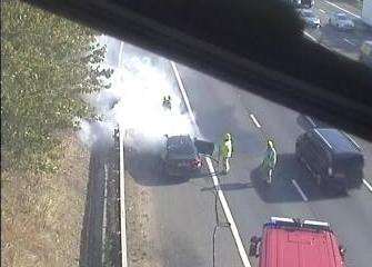 The car fire on the M25. Picture: Highways England