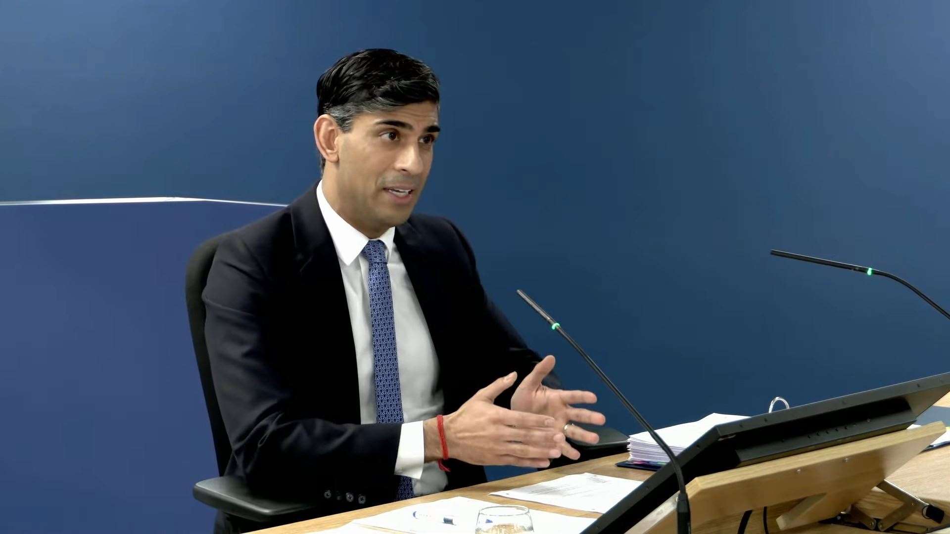 Screen grab from the UK Covid-19 Inquiry live stream of Prime Minister Rishi Sunak giving evidence at Dorland House in London (YouTube/PA)