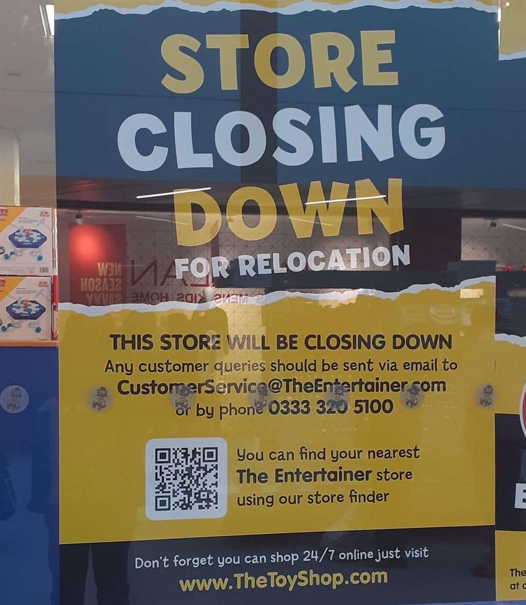 Originally signs said that the shop would be closing "for relocation"