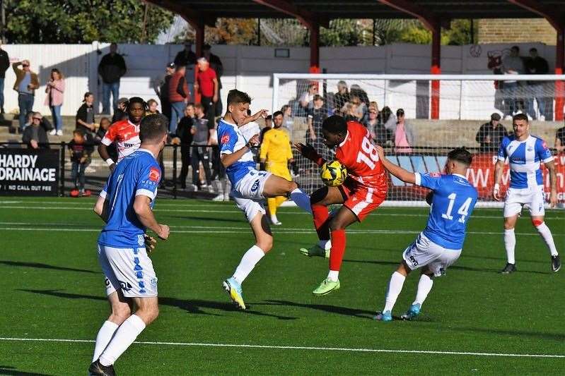 Isthmian League action between Ramsgate and Sheppey United on Saturday Picture: Marc Richards