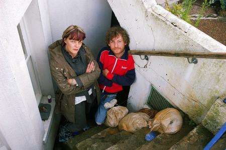 Art teacher Jacque Hall and partner Carl Elesniewocz had their basement flat in Richmond Street, Herne Bay, flooded