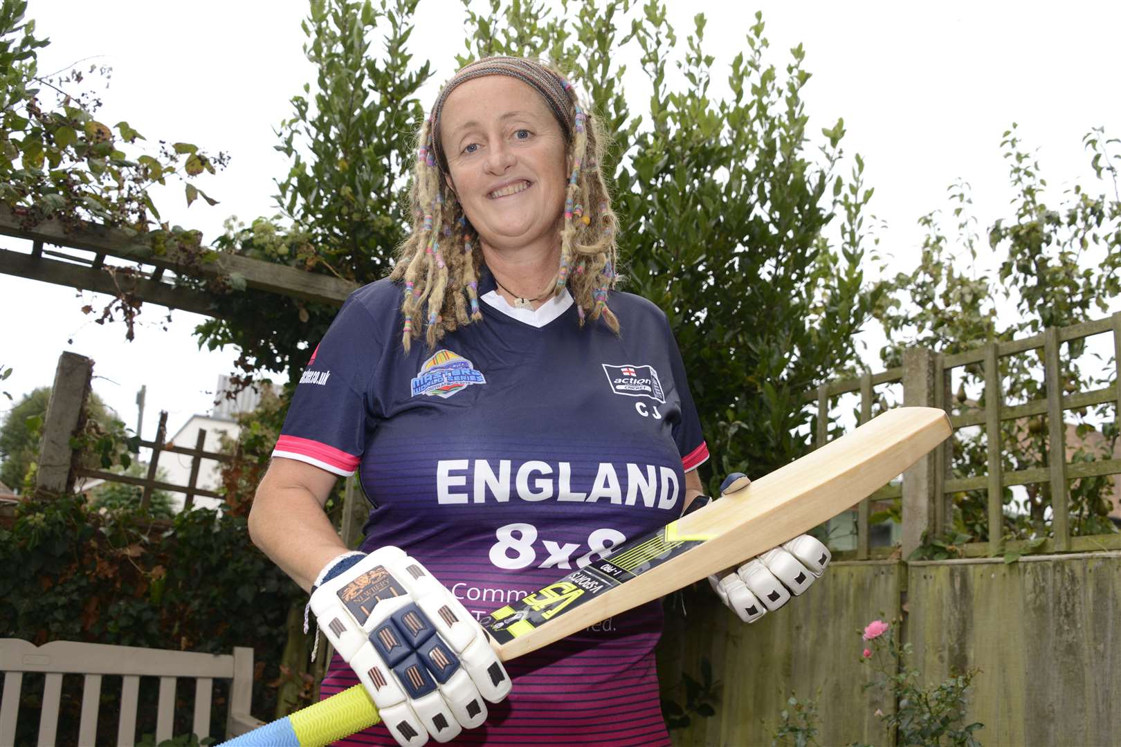 Catherine Jones with her kit for the world cup