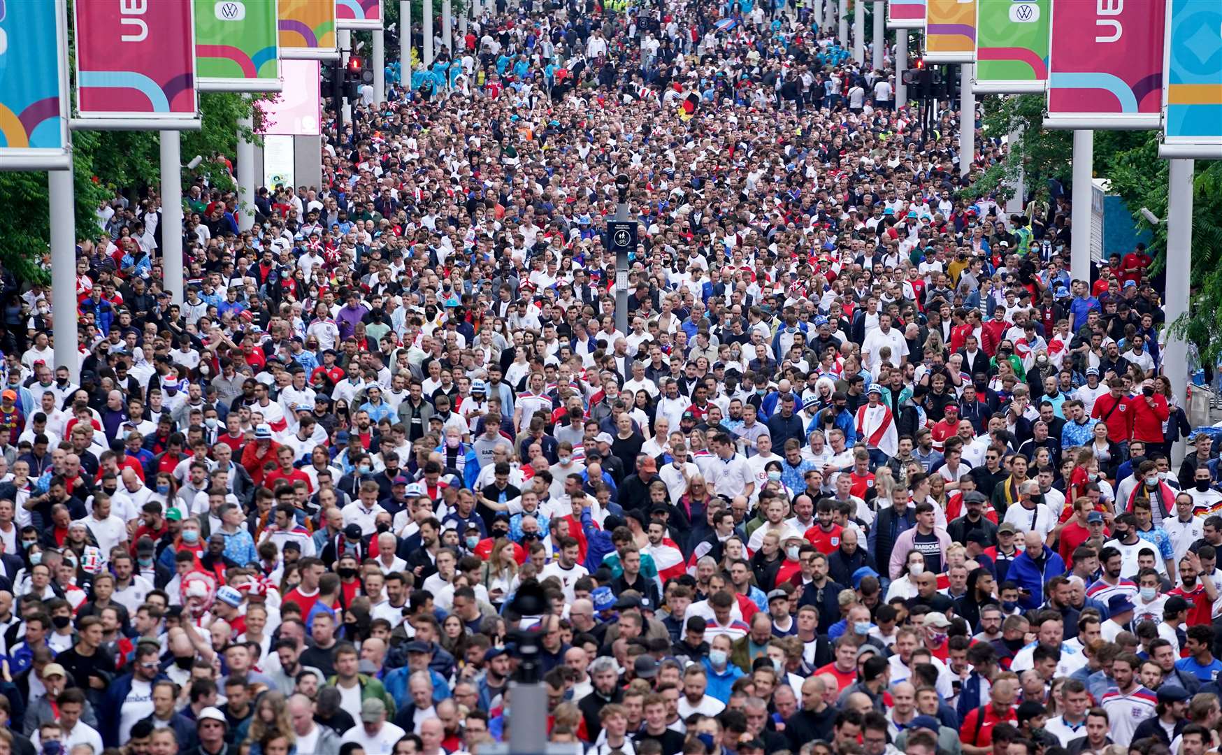 Fans – both inside Wembley and around the country – will be watching the England v Denmark semi-final on Wednesday (Zac Goodwin/PA)