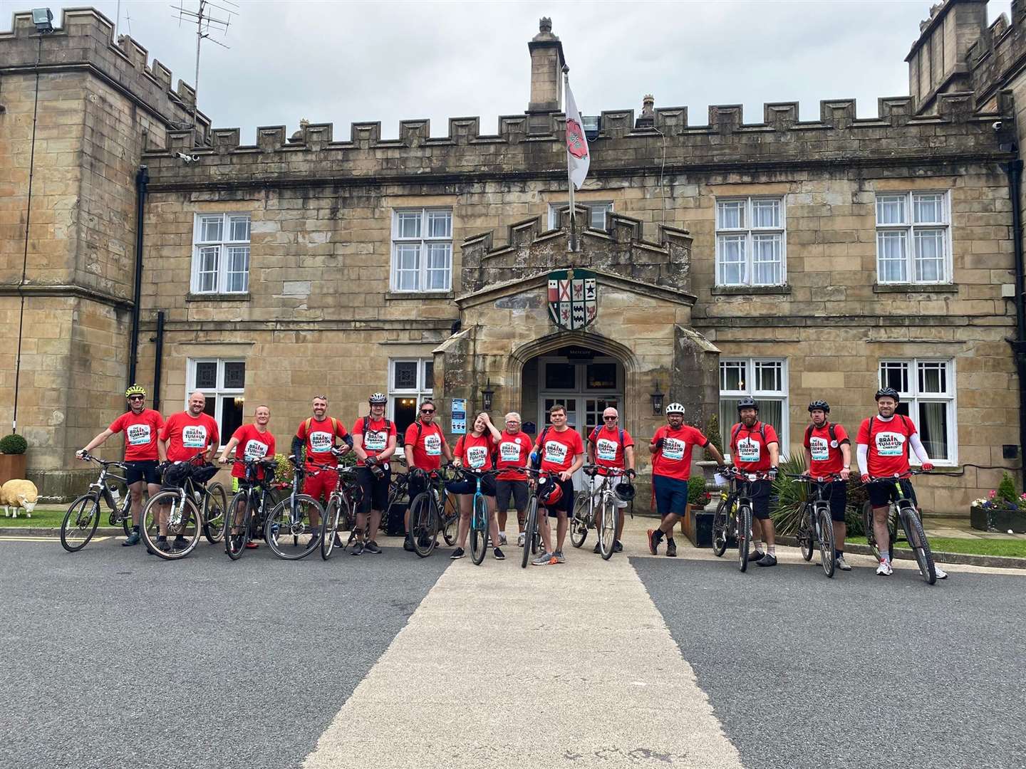 Cyclists taking part in a fundraising bike ride for The Brain Tumour Charity, in memory of Julie Cooper, 64 (Luke Cooper/PA)