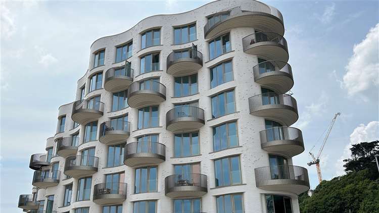 The Shoreline Crescent flats have been built on Folkestone seafront