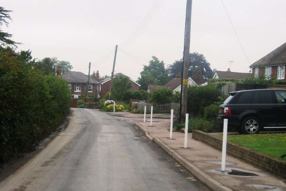 Bollards along Chart Hill Road in Chart Sutton