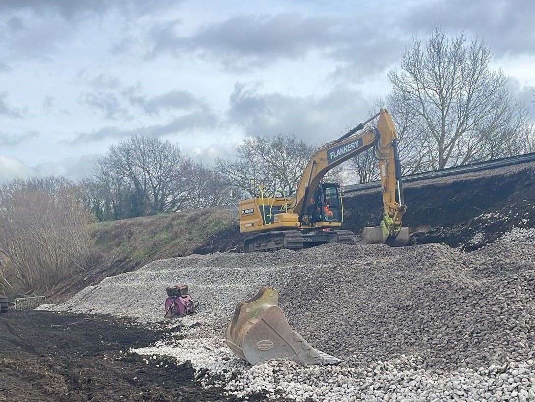 The landslip has left people unable travel between Rainham and Sittingbourne this week. Picture: Network Rail