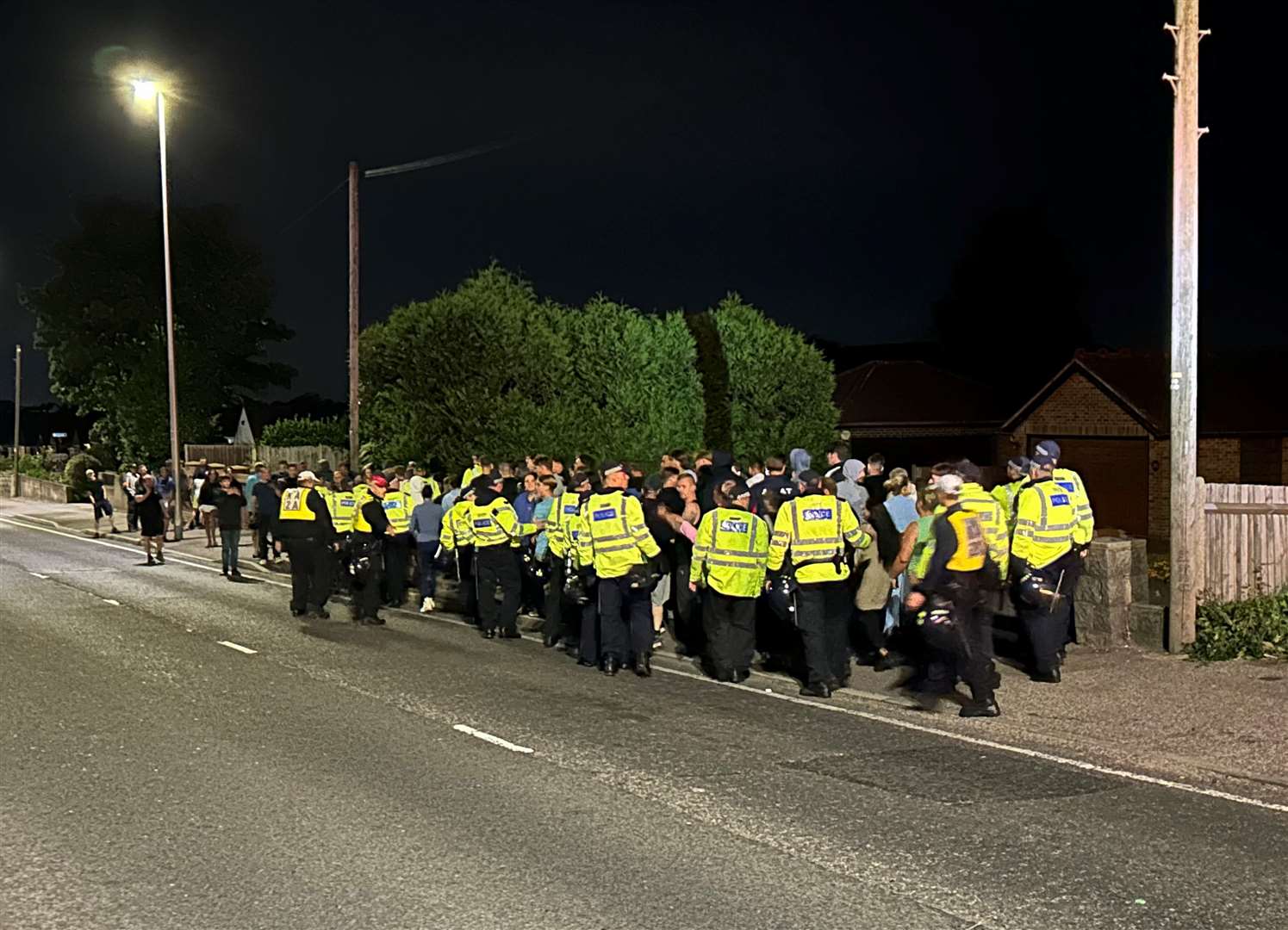 Police officers moved the group on at around 10.20pm on Wednesday