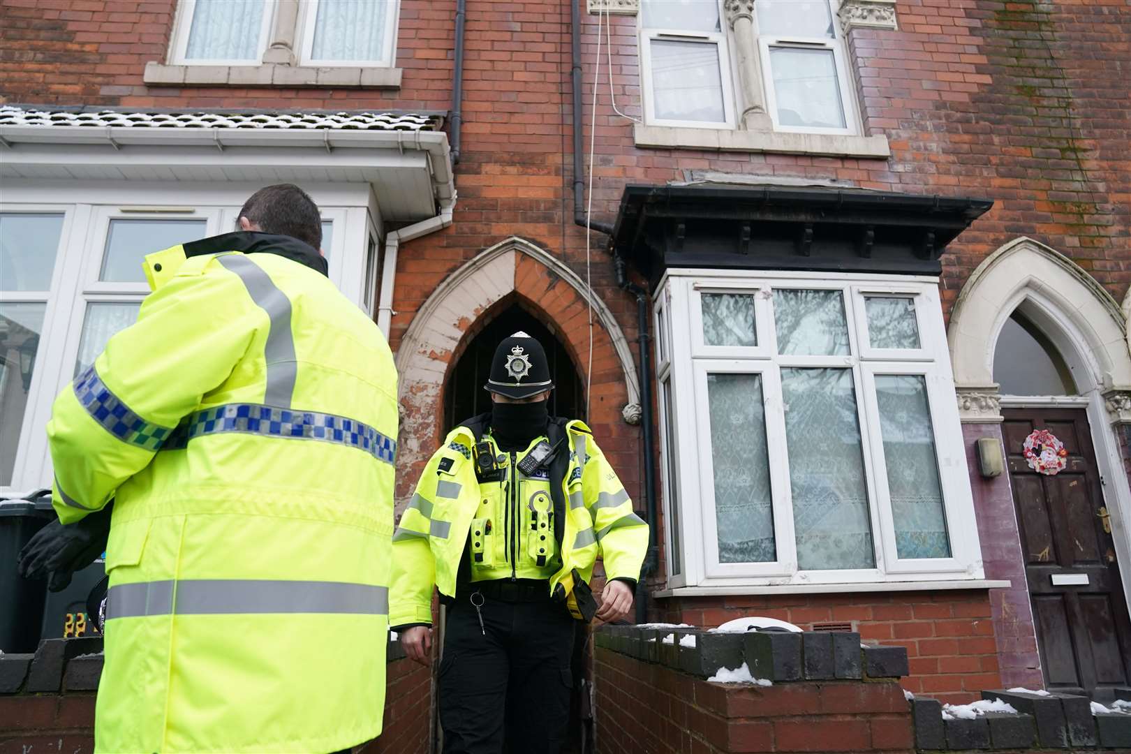 Police outside the Yasharahyalahs’ former home in Clarence Road, Handsworth in 2022 (Jacob King/PA)