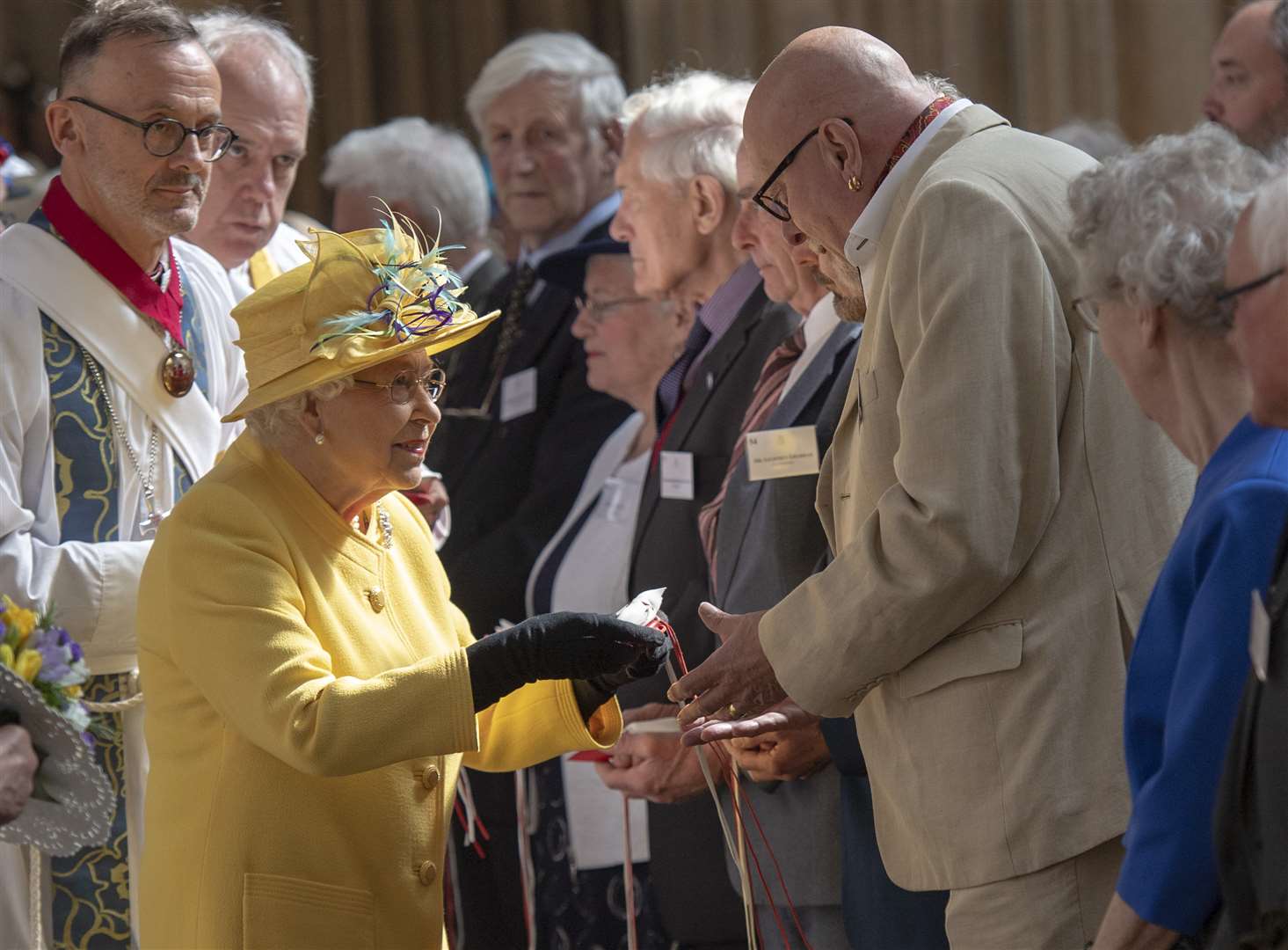 The Queen distributing Maundy money during last year’s Royal Maundy Service at St George’s Chapel at Windsor Castle (Arthur Edwards/The Sun/PA)