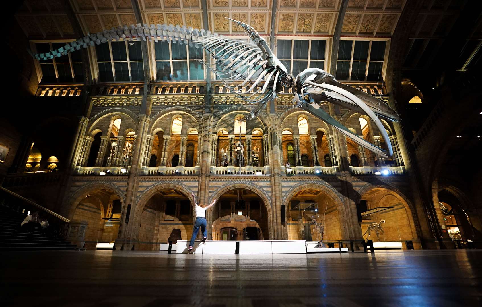 Professional street skateboarder Lorre Bruggeman skating at Natural History Museum which she said has ‘never been done before’ (James Manning/PA)