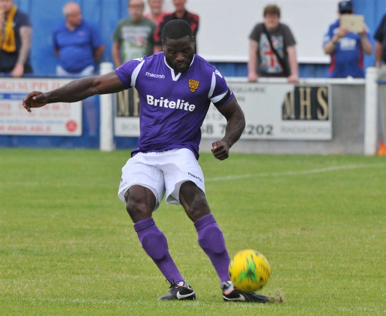 George Elokobi in pre-season action for Maidstone Picture: Steve Terrell