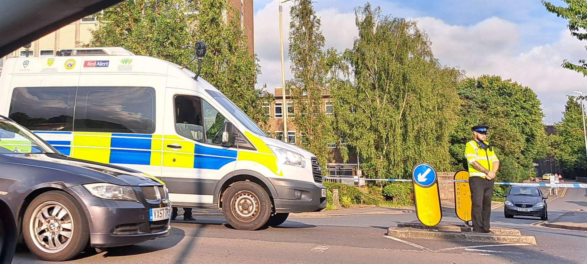 Tannery Lane in Ashford was cordoned off by police