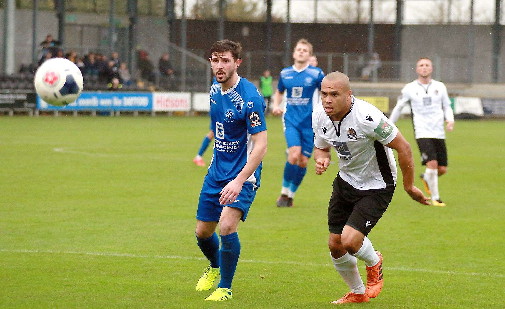 Elliott Romain makes his debut for Dartford against Chippenham. Picture: Phil Lee