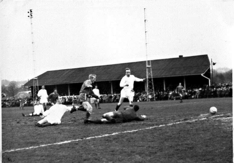 Margate face Peterborough United in the 1968 FA Cup second round before a packed Hartsdown (they lost 4-0). Picture: Mike Floate's Football Grounds in Kent: A Visual History