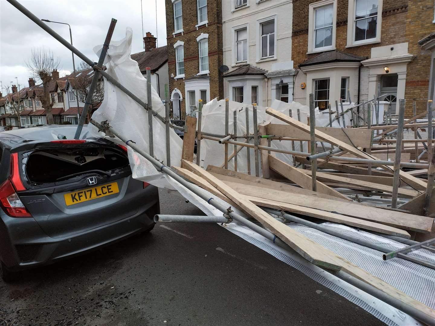 Fallen scaffolding in Golders Green (Alan Schneiderman/PA)