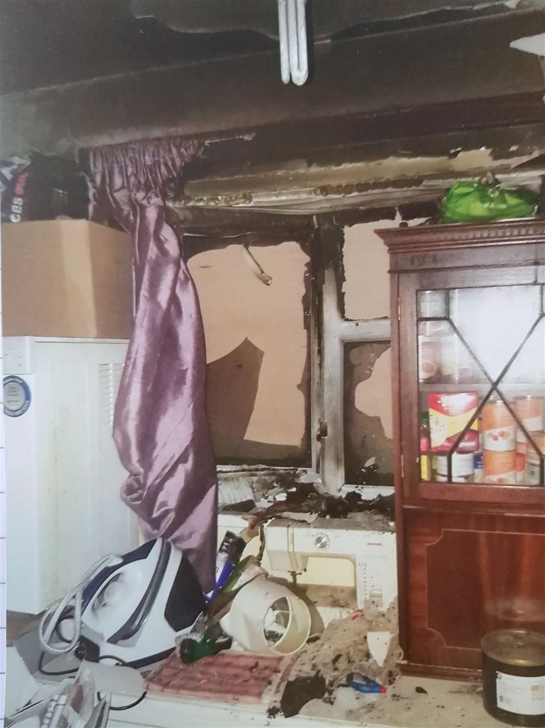 The fire destroyed the couple's kitchen