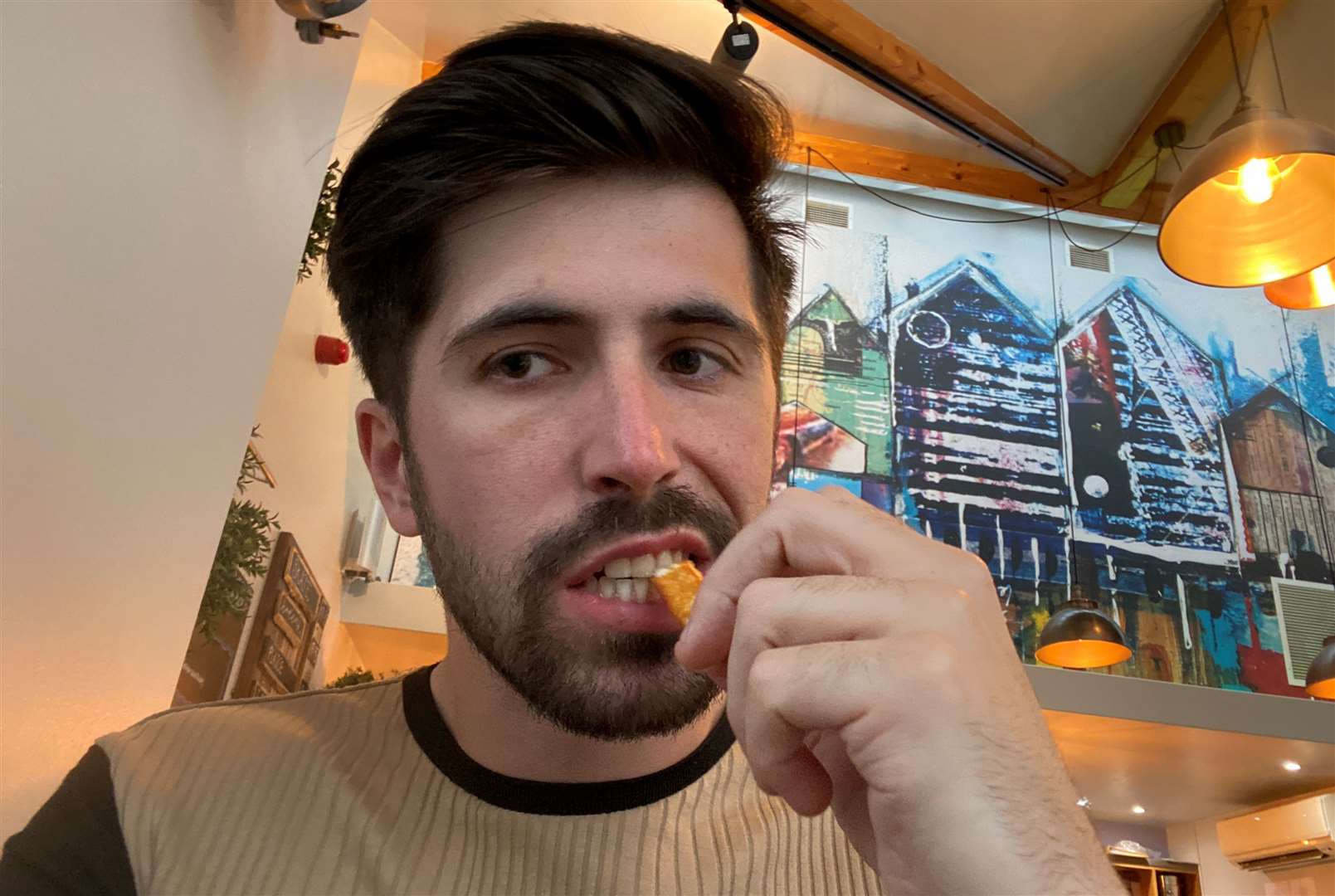 Me enjoyng a halloumi fry