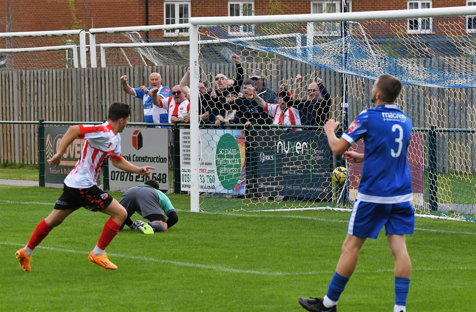 Frankie Morgan scores Sheppey’s equaliser at Broadbridge Heath. Picture: Marc Richards