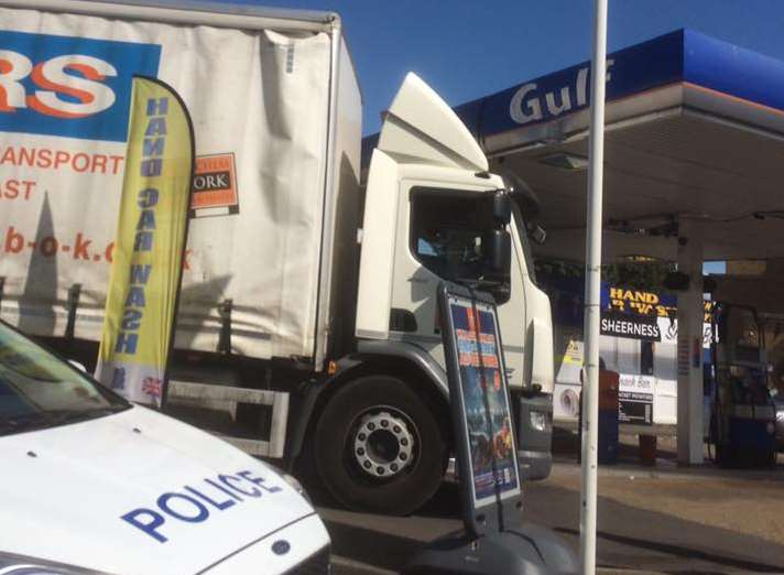 The lorry appears to have dented the canopy. Picture: Diane Baseden