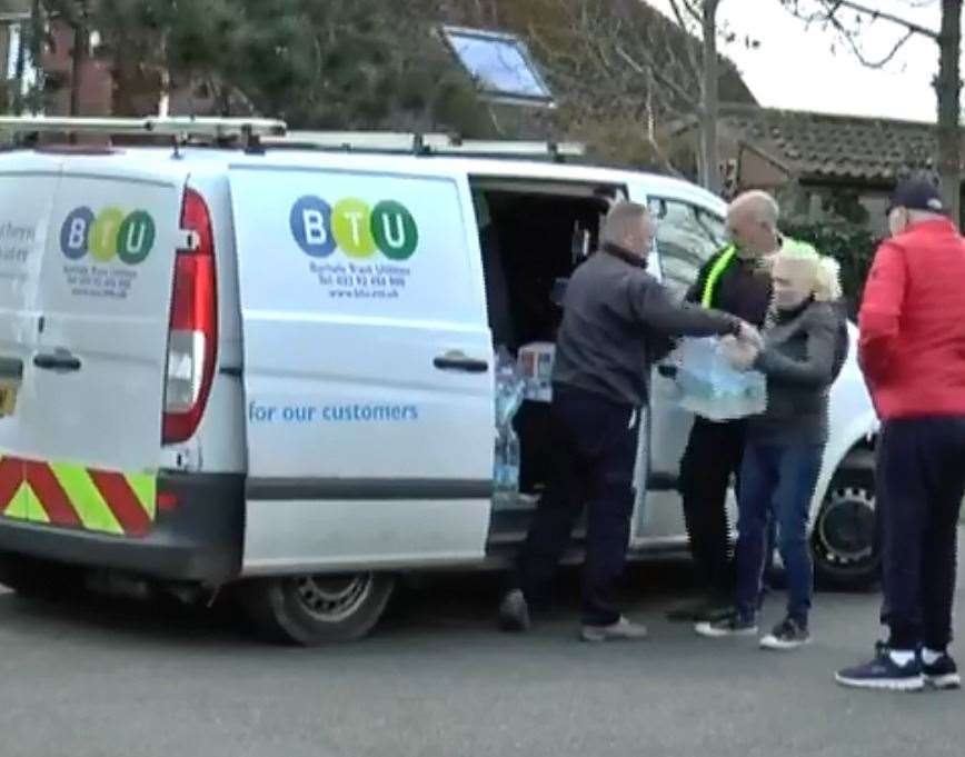 Southern Water distributed hundreds of water bottles as people in Allhallows were left without water (7737163)