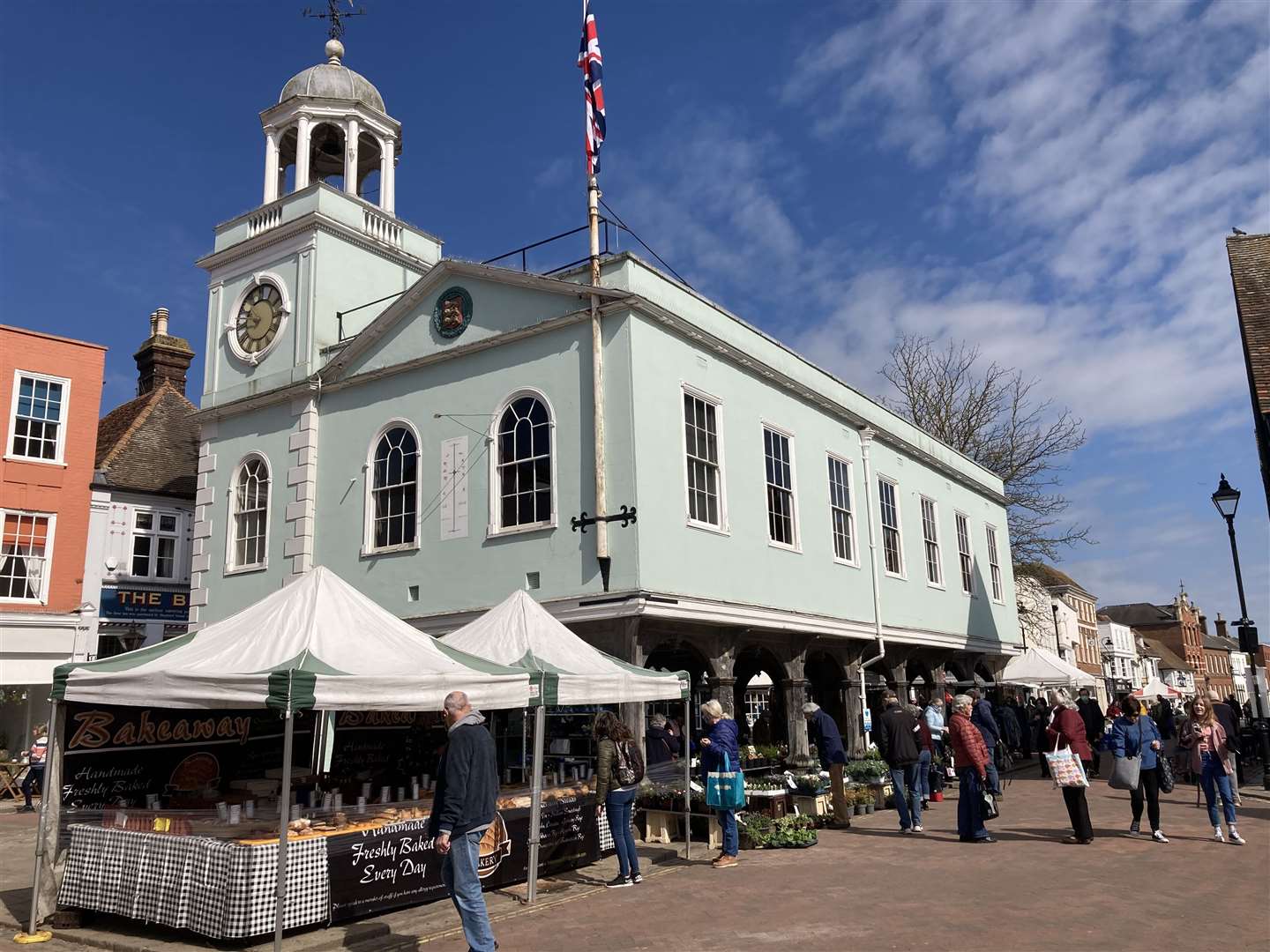 Independent bars and cafes surround the stunning Grade II-listed Guildhall in Market Place