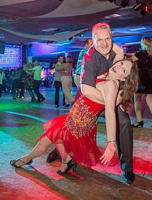 The Rev Mark Borley and dance partner Angela McBride show off their moves