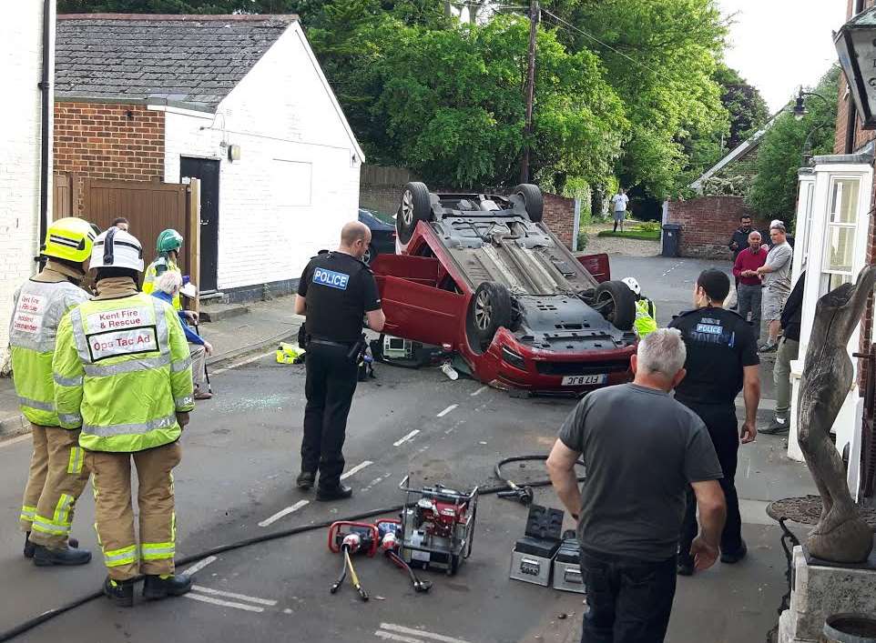 The road is blocked by the accident