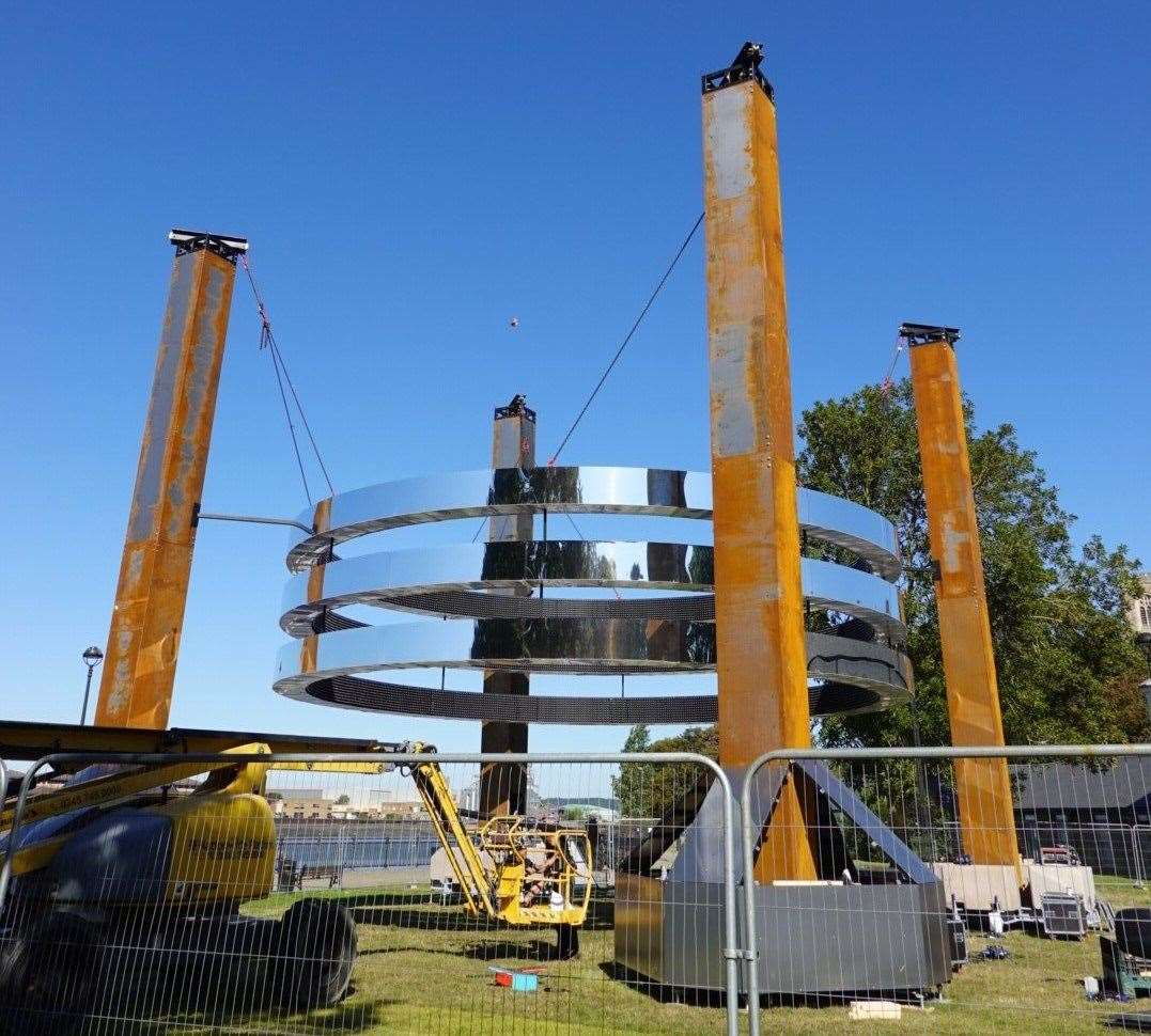 The giant TOGETHER art installation on the banks of the River Medway in Chatham opens tonight. Picture: @ArchesLocal/Twitter (51576063)