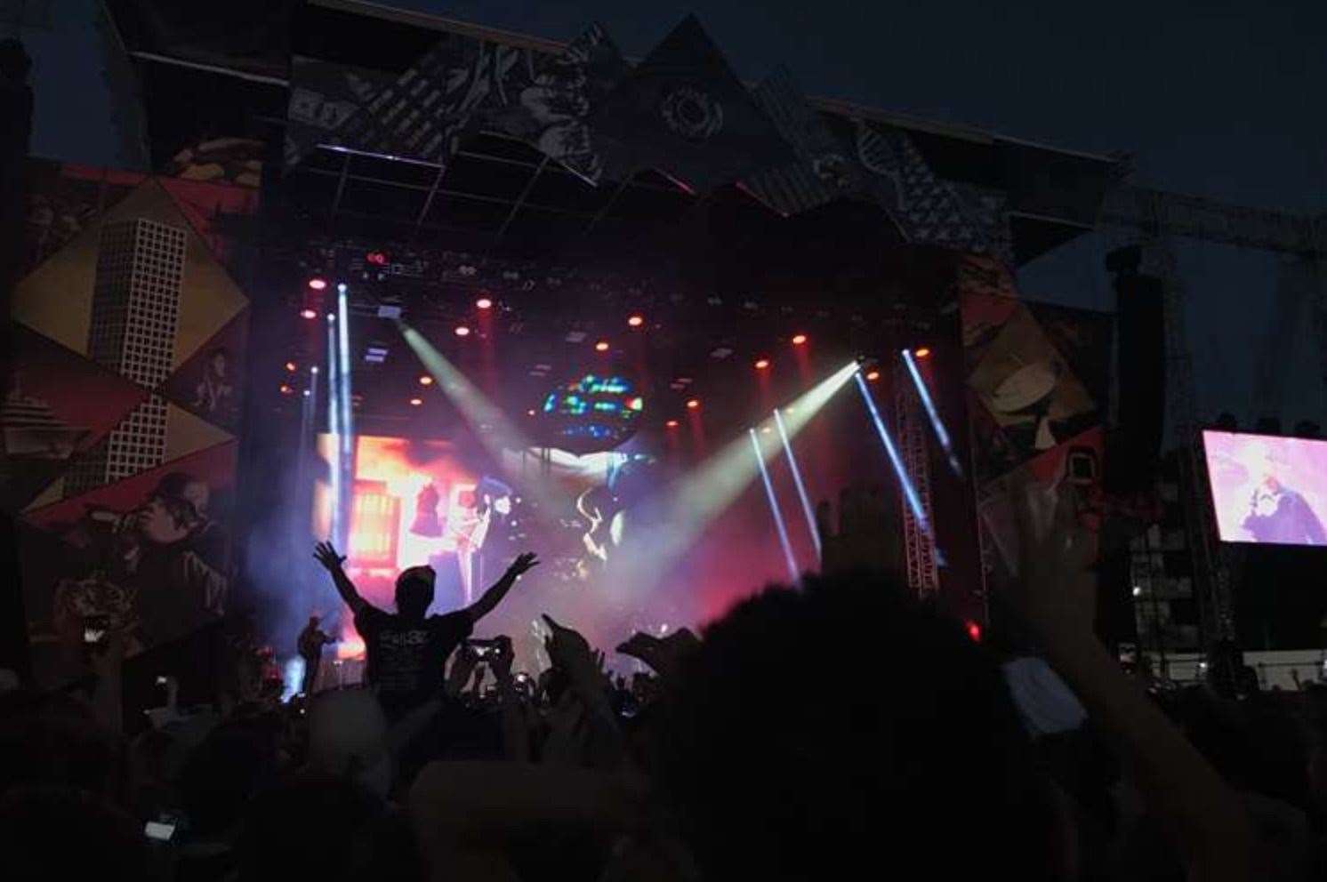 Gorillaz performing at Dreamland in 2017.