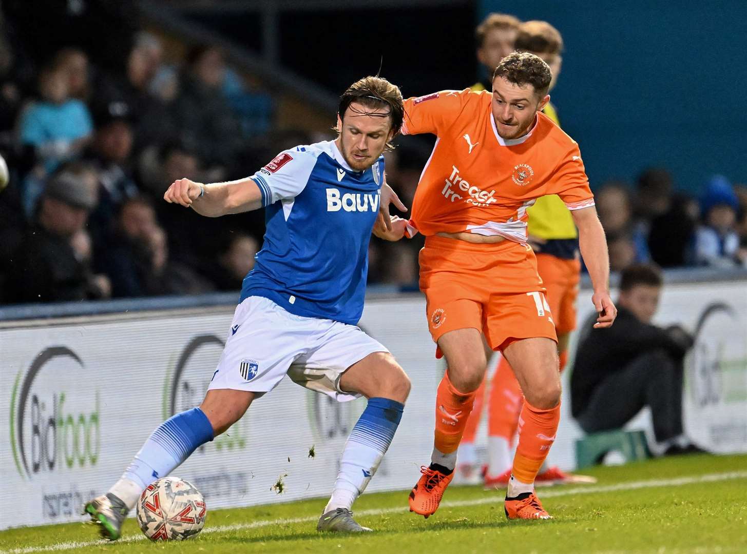 Armani Little gets to grips with Blackpool. Picture: Keith Gillard