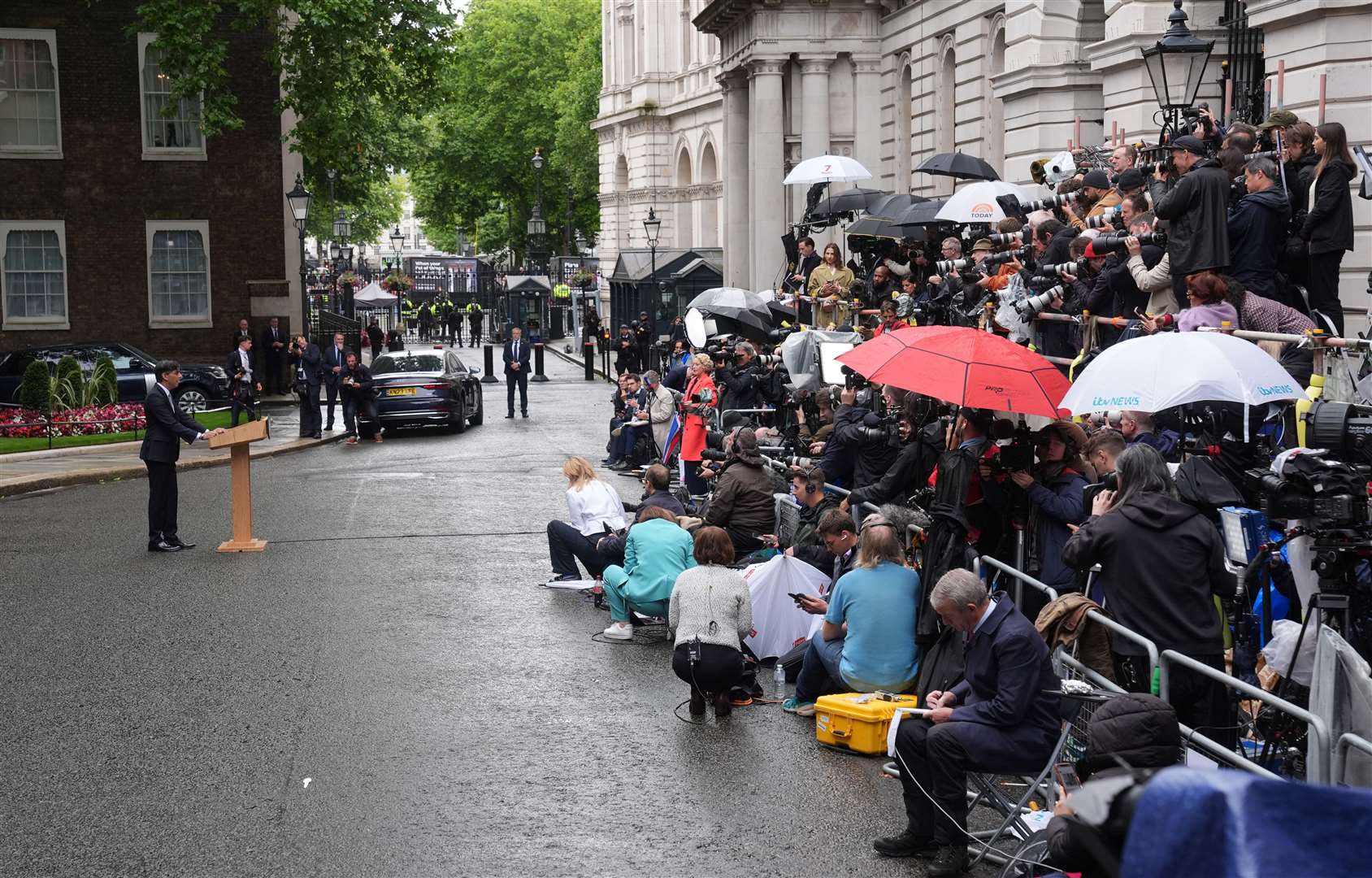 Rishi Sunak addresses the media in Downing Street (Lucy North/PA)