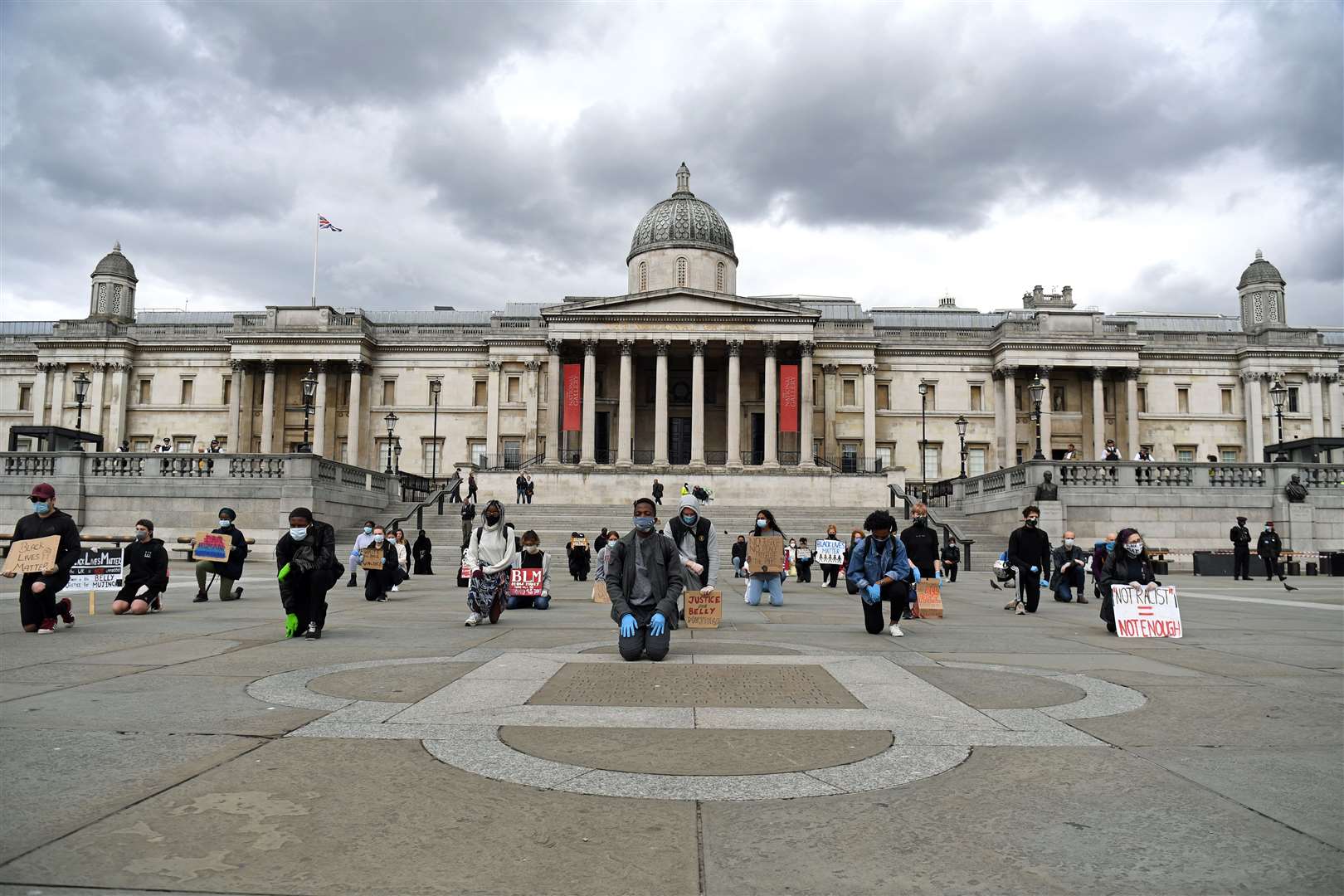 People observed social distancing during the protest (Kirsty O’Connor/PA)