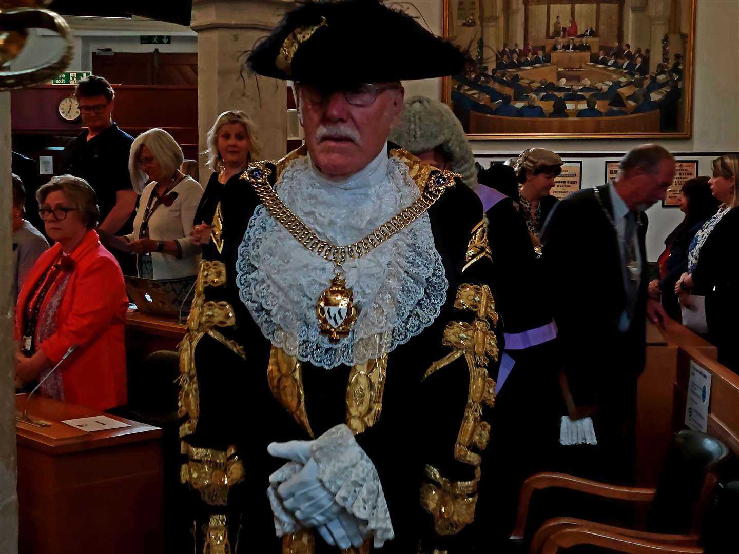 Former Lord Mayor Pat Todd entering the Guildhall for the start of the meeting