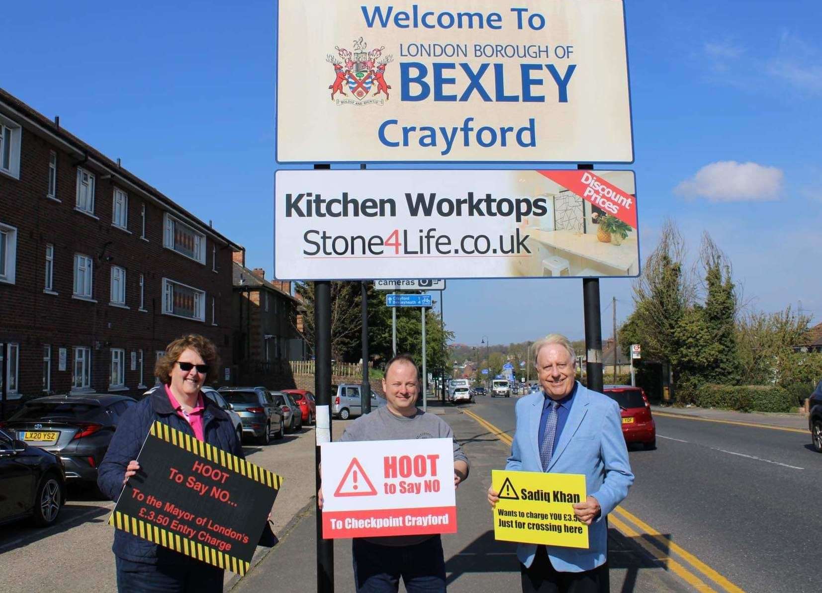 Bexley Council leader Teresa O'Neil, London Assembly candidate for Bexley and Bromley Peter Fortune and Bexleyheath and Crayford MP David Evenett (46562837)