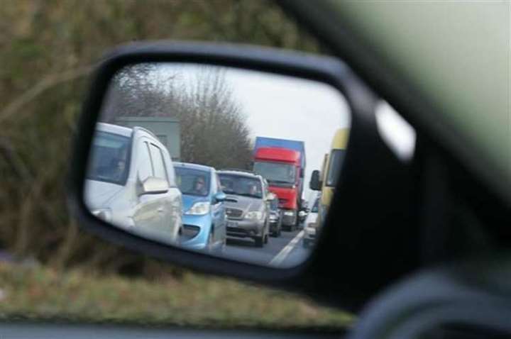 Traffic is queueing on the A261 Stock picture