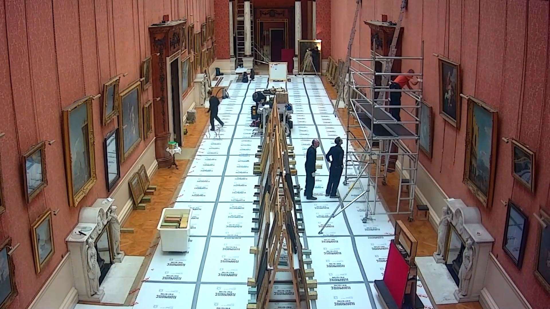 The scene in the gallery as workers removed the artwork (Royal Collection Trust/PA)