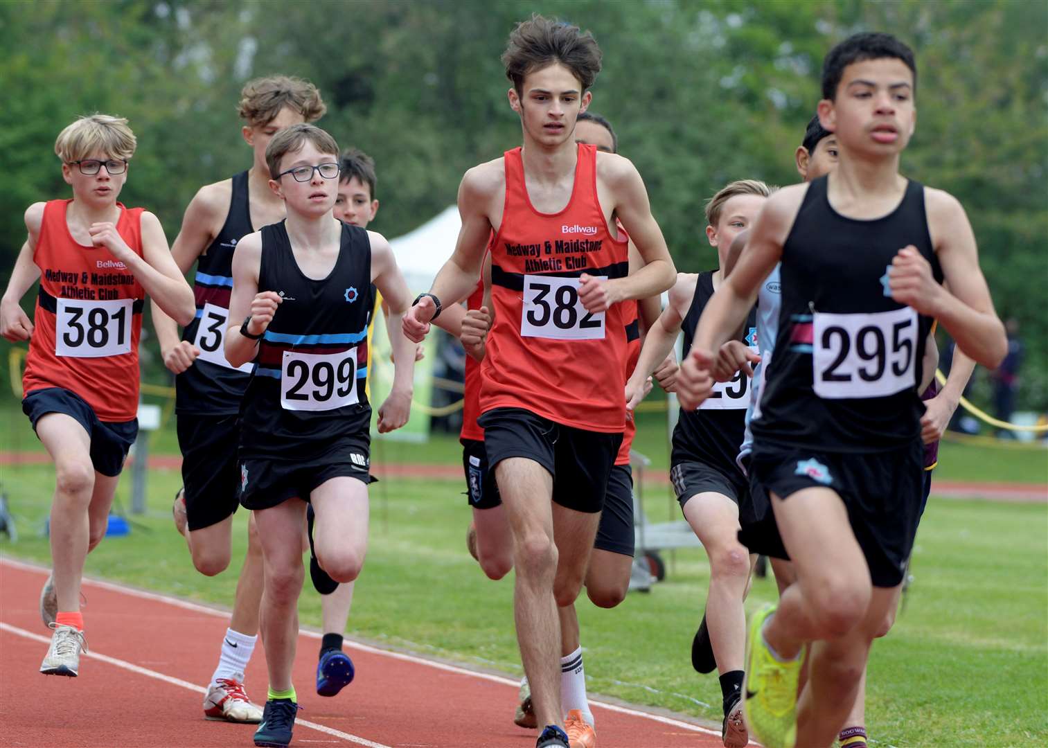 No.382 Dillon Gregory of Medway and Maidstone in the under-15 boys’ 1,500m. Picture: Barry Goodwin