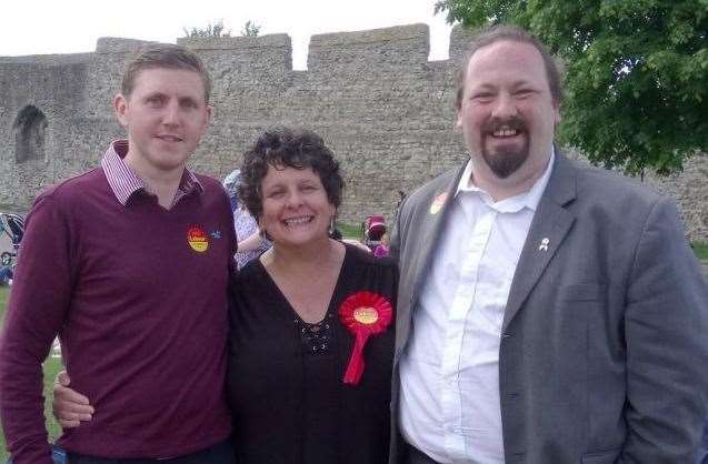 Former councillor Andy Stamp, Labour deputy leader Teresa Murray and new council leader Vince Maple