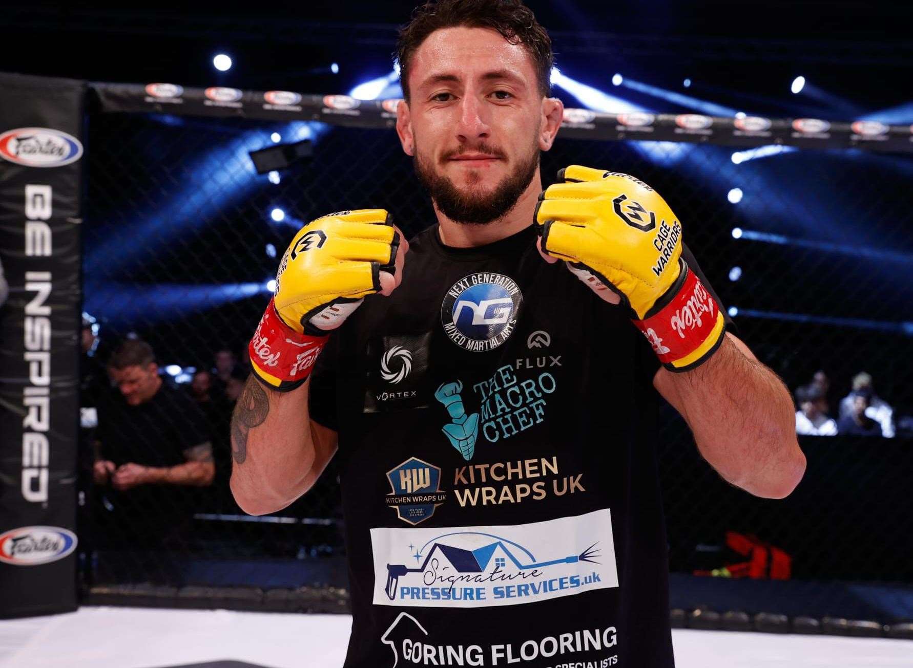 Jordan Molinari clinched his first MMA professional win in Manchester last month Picture: @dollyclew